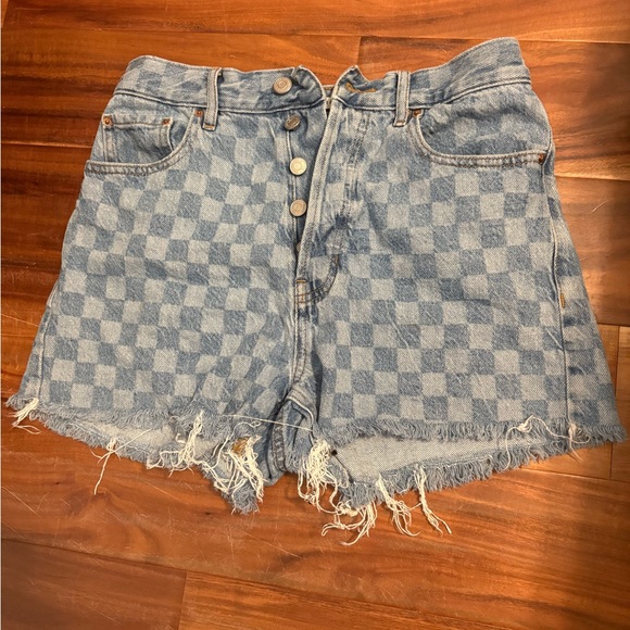 PacSun Pants - PAC sun Stylish Blue Checkered Women's Denim Shorts‎